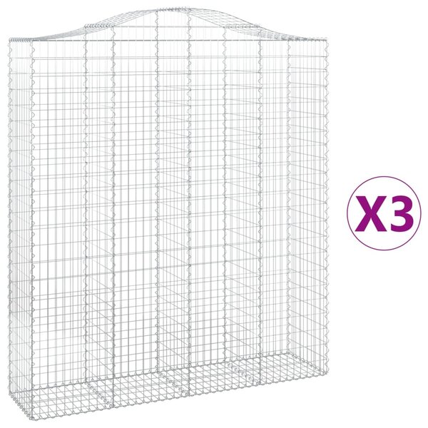 VidaXL Συρματοκιβώτια Τοξωτά 3 τεμ. 200x50x220/240 εκ. Γαλβαν. Ατσάλι