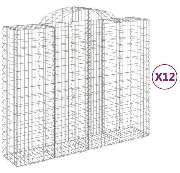 VidaXL Συρματοκιβώτια Τοξωτά 12 τεμ. 200x50x160/180 εκ. Γαλβαν. Ατσάλι