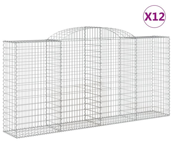 VidaXL Συρματοκιβώτια Τοξωτά 12 τεμ. 300x50x140/160 εκ. Γαλβαν. Ατσάλι