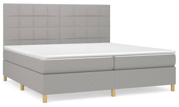 VidaXL Κρεβάτι Boxspring με Στρώμα Ανοιχτό Γκρι 200x200 εκ. Υφασμάτινο