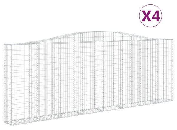 VidaXL Συρματοκιβώτια Τοξωτά 4 τεμ. 400x30x140/160 εκ. Γαλβαν. Ατσάλι