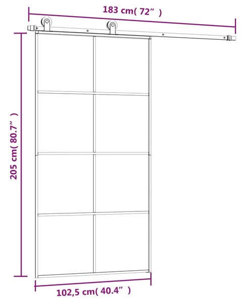 Συρόμενη Πόρτα με Μηχανισμό 102,5x205 εκ. Γυαλί ESG & Αλουμίνιο - Μαύρο