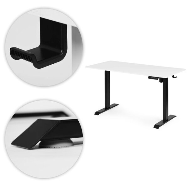 Ηλεκτρικό Γραφείο Modernhome, Ρυθμιζόμενο 76-121cm, Λευκό-Μαύρο 140x70cm