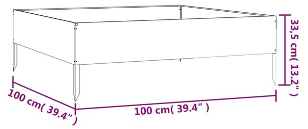 Ζαρντινιέρα 100 x 100 x 33,5 εκ. από Ατσάλι Σκληρυθέν στον Αέρα - Καφέ