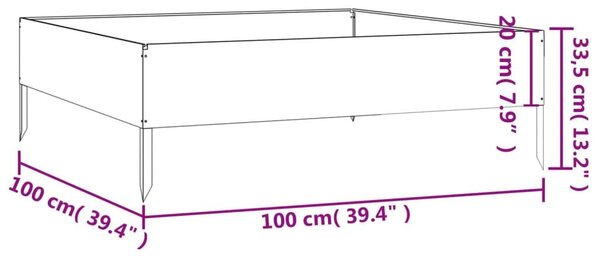 Ζαρντινιέρα 100 x 100 x 33,5 εκ. από Ατσάλι Σκληρυθέν στον Αέρα - Καφέ