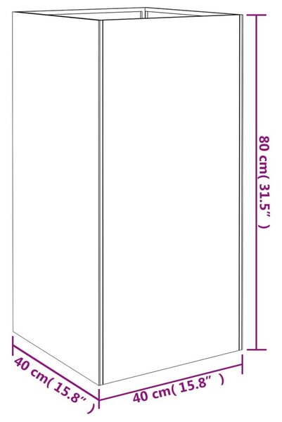 Ζαρντινιέρα 40x40x80 εκ. από Ατσάλι Σκληρυθέν στον Αέρα - Καφέ