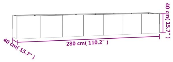 Ζαρντινιέρα 280 x 40 x 40 εκ. από Ατσάλι Σκληρυθέν στον Αέρα - Καφέ