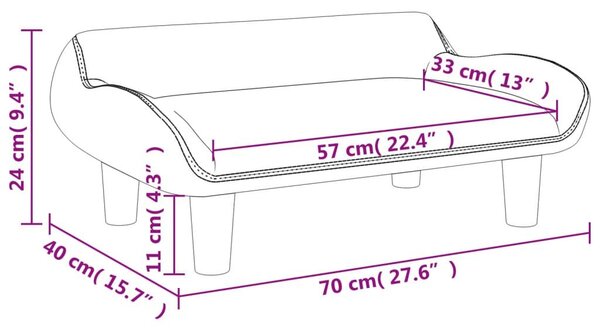 Καναπές Παιδικός Ανοιχτό Γκρι 70 x 40 x 24 εκ. από Βελούδο - Γκρι