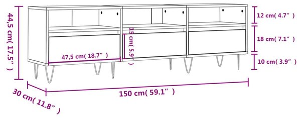 Έπιπλο Τηλεόρασης Μαύρο 150x30x44,5 εκ. Επεξεργασμένο Ξύλο - Μαύρο