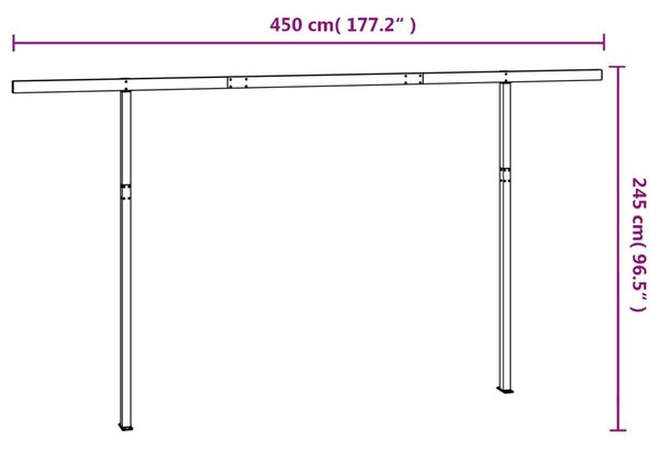 Στύλοι Τέντας Σετ Ανθρακί 450x245 εκ. από Σίδερο