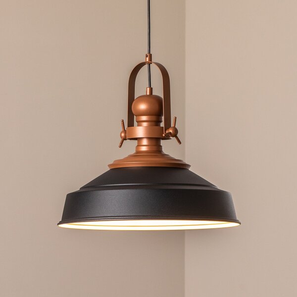 Opviq Κρεμαστό φωτιστικό Craft, μαύρο, μέταλλο, Ø 41 cm, E27, ρυθμιζόμενος, Μαύρο, Κουζίνα, Μέταλλο, Βιομηχανικός σχεδιασμός