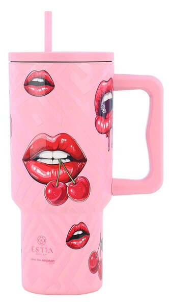 Κούπα Θερμός Με Λαβή & Καλαμάκι 900ml Estia Save The Aegean Tumbler Blush Pop 01-32067