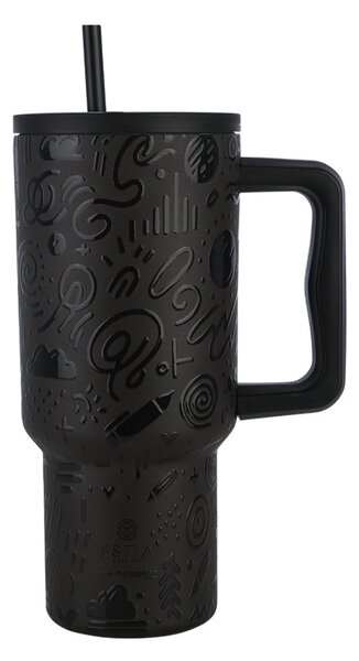 Κούπα Θερμός Με Λαβή & Καλαμάκι 900ml Estia Save The Aegean Tumbler Noir Echo 01-32098