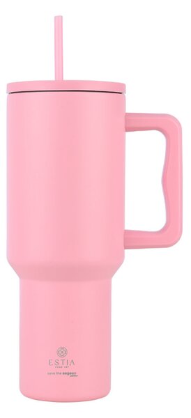 Κούπα Θερμός Με Λαβή & Καλαμάκι 1.2lt Estia Save The Aegean Tumbler Blossom Rose 01-32210