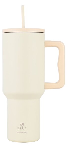 Κούπα Θερμός Με Λαβή & Καλαμάκι 1.2lt Estia Save The Aegean Tumbler Lily White 01-32197