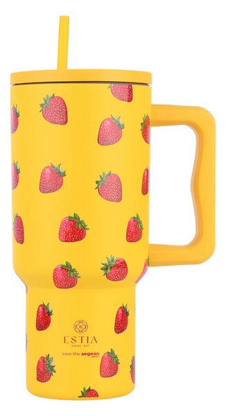 Κούπα Θερμός Με Λαβή & Καλαμάκι 900ml Estia Save The Aegean Tumbler Berry Bright 01-32029
