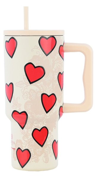 Κούπα Θερμός Με Λαβή & Καλαμάκι 900ml Estia Save The Aegean Tumbler Tender Lace 01-32074