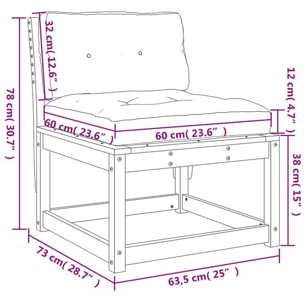 Καναπέδες Χωρ. Μπράτσα 2Τεμ Λευκό 63,5x73x78 Μασίφ Πεύκο Μαξιλ. - Καφέ