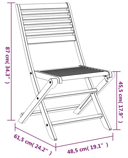 Καρέκλες Κήπου Πτυσσόμενες 2 τεμ 48,5x61,5x87 εκ. Μασίφ Ακακία - Καφέ