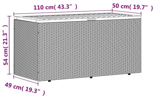 Κουτί Αποθ. Κήπου Μπεζ 110x50x54 εκ. Συνθ. Ρατάν/Μασίφ Ακακία - Μπεζ