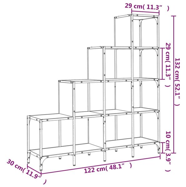 Βιβλιοθήκη Μαύρη 122x30x132 εκ. Επεξεργασμένο Ξύλο & Μέταλλο - Μαύρο