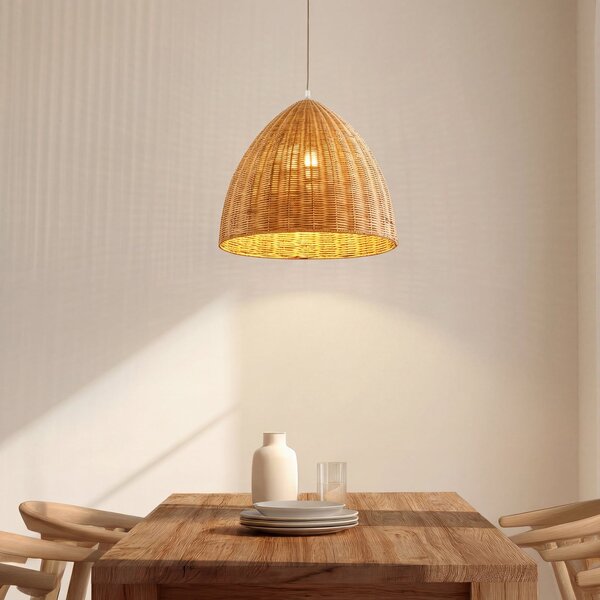 Lindby Φωτιστικό οροφής Laverne, Ø 40 cm, ρατάν, E27, ρυθμιζόμενος, Ξύλου, Σαλόνι / τραπεζαρία, Ξύλο, Σκανδιναβικό