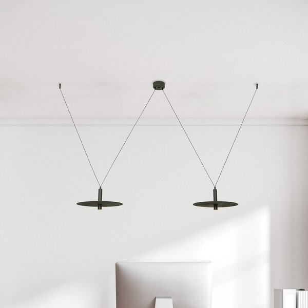 Zambelis Φωτιστικό οροφής LED 23227, μαύρο, Ø 35 cm, 2 λάμπες, μέταλλο, Μαύρο, Σαλόνι / τραπεζαρία, Αλουμίνιο, σύγχρονο
