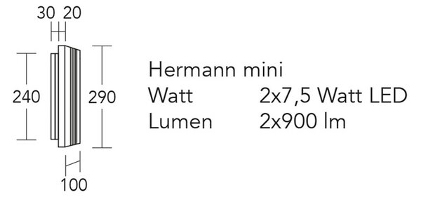 HerzBlut LED φωτιστικό τοίχου Hermann mini, δρυς λαδωμένη, dimmable