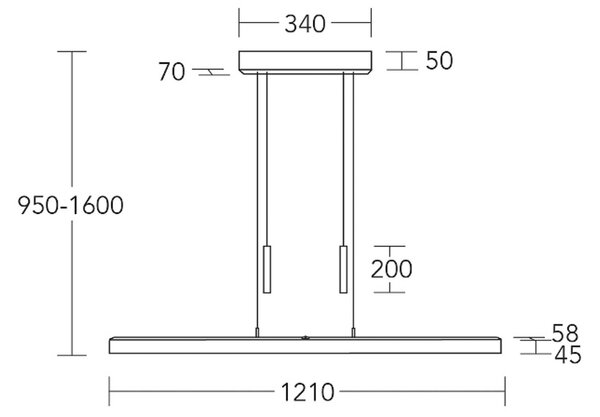 HerzBlut LED κρεμαστό φωτιστικό Leonora, 121 cm, ξύλο, ρυθμιζόμενο φωτισμό