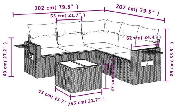 Σετ Καναπέ Κήπου 6 τεμ. Μπεζ Συνθετικό Ρατάν με Μαξιλάρια - Μπεζ
