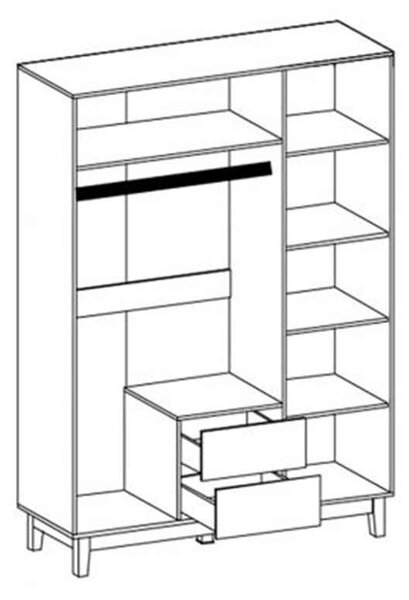 Ντουλάπα Awell pakoworld τρίφυλλη sonoma-λευκό 153,5x54,5x216εκ