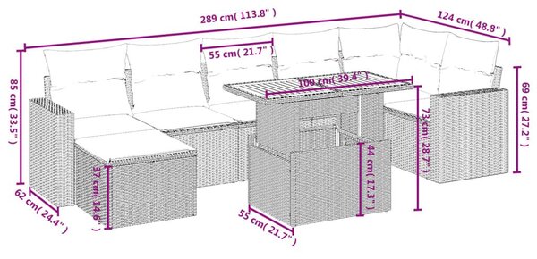 Σαλόνι Κήπου 8 Τεμαχίων Μαύρο από Συνθετικό Ρατάν με Μαξιλάρια - Μαύρο