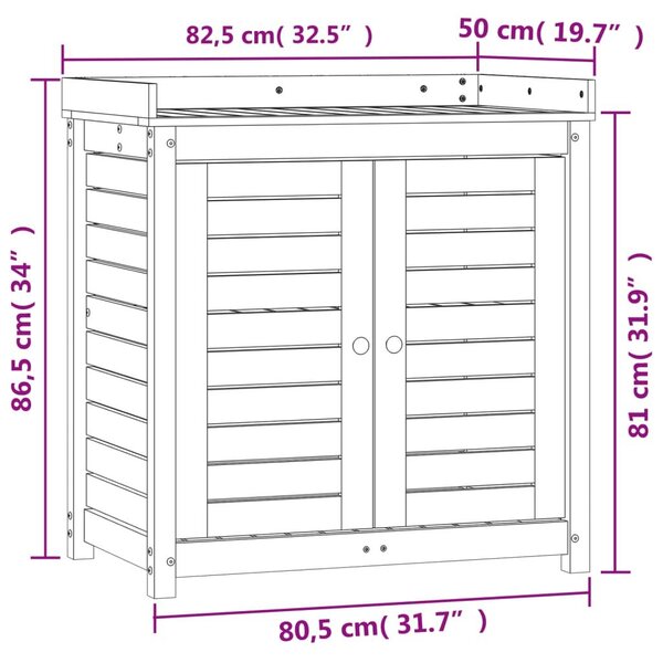 Τραπέζι Κηπουρικής με Ράφια 82,5x50x86,5 εκ. Μασίφ Ξύλο Πεύκου - Καφέ