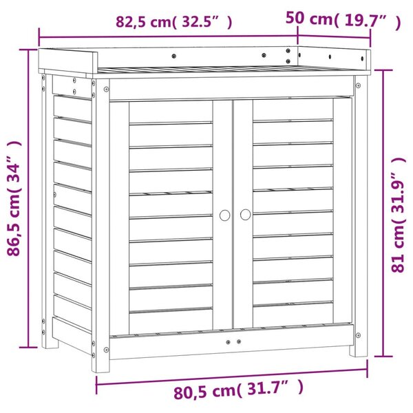 Τραπέζι Κηπουρικής με Ράφια Καφέ 82,5x50x86,5 εκ. Μασίφ Πεύκο - Καφέ