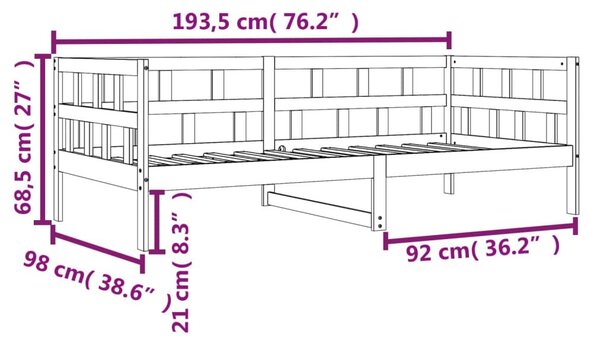 Καναπές Κρεβάτι Χωρίς Στρώμα Καφέ 90x190 εκ. Μασίφ Ξύλο Πεύκου - Καφέ