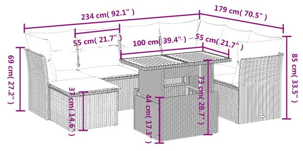 Σαλόνι Κήπου Σετ 8 τεμ. Μπεζ Συνθετικό Ρατάν με Μαξιλάρια - Μπεζ