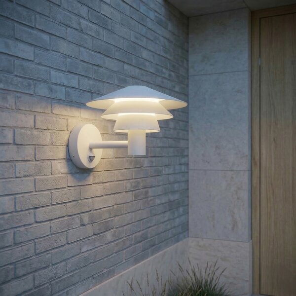 Lucande Εξωτερικός φωτιστικός τοίχου LED Montaro, λευκός, IP54, με αισθητήρα, Λευκό, Αλουμίνιο, σύγχρονο