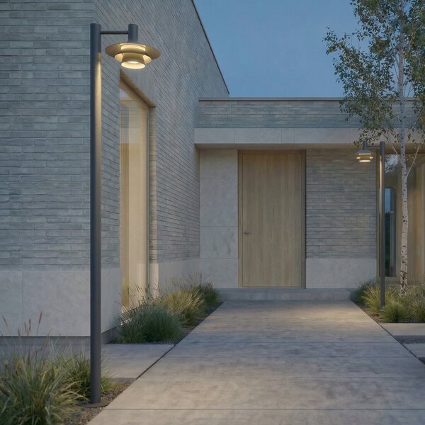Lucande Φωτιστικό εξωτερικού χώρου LED Montaro, ανθρακί, 220 cm, IP54, Μαύρο, Αλουμίνιο, σύγχρονο