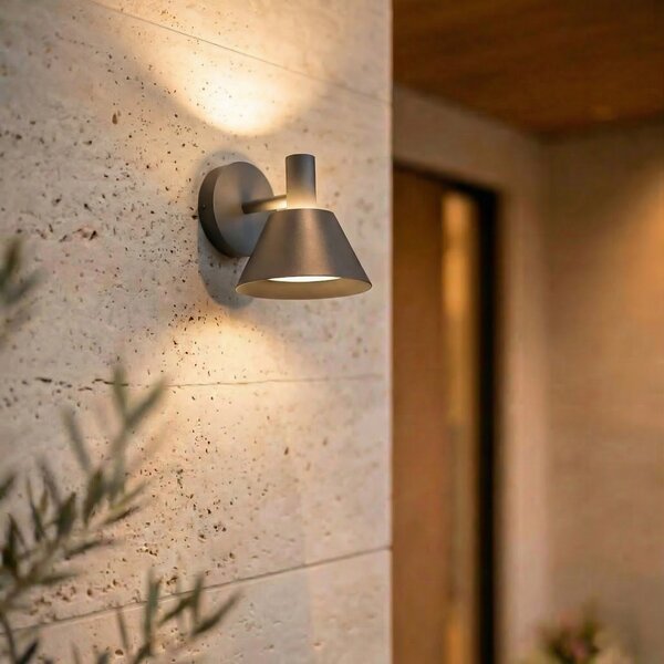 Lucande Εξωτερικός φωτιστικός τοίχου LED Tabena, μαύρο ματ, IP44, CCT, Μαύρο, Αλουμίνιο, σύγχρονο