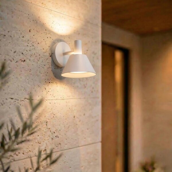 Lucande Εξωτερικός φωτιστικός τοίχου LED Tabena, λευκό ματ, IP44, CCT, Λευκό, Αλουμίνιο, σύγχρονο