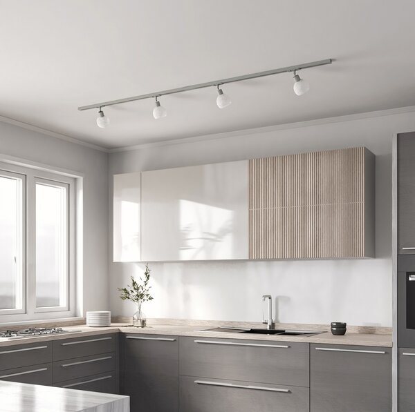 Lindby Μονοφασικό σύστημα ράγας Linaro, E14, ασημί, 4 φύλλα., ρυθμιζόμενος, Γκρι, Σαλόνι / τραπεζαρία, Μέταλλο, σύγχρονο