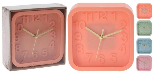 Ρολόι επιτραπέζιο alarm 837165300 τετράγωνο, 132x52x132mm σε 4 επιλογές χρώματος πορτοκαλί/ροζ/μπλε/πράσινο
