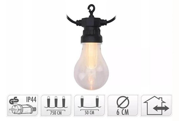 Διακοσμητικός Φωτισμός 20 LED , 7.5 Μέτρα - Θερμό Λευκό