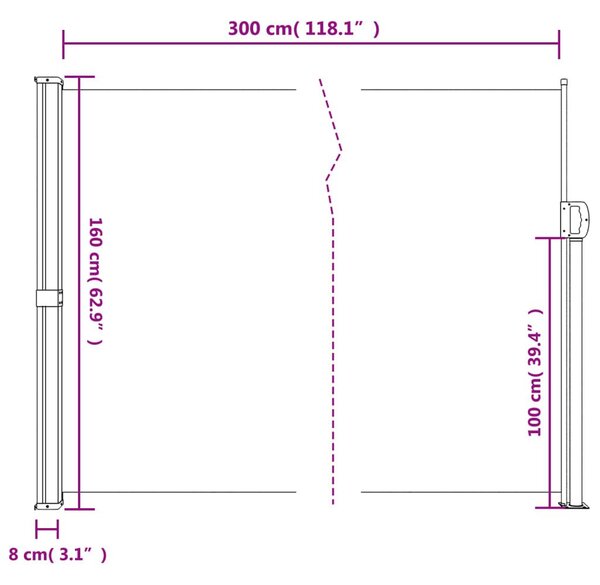 Σκίαστρο Πλαϊνό Συρόμενο Ανθρακί 160 x 300 εκ. - Ανθρακί