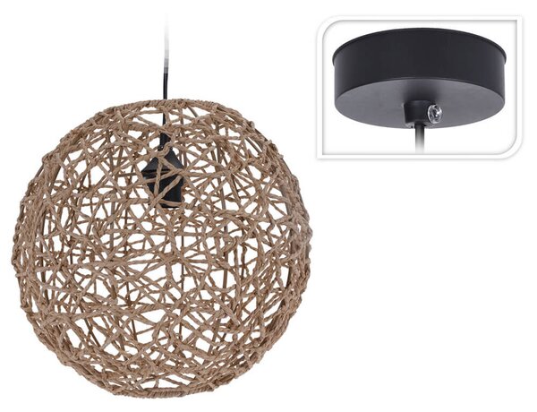 Φωτιστικό οροφής ρεύματος Ξύλο Willow/Rattan με λαμπτήρα Ε27 και διάμετρο 30cm - Καφέ