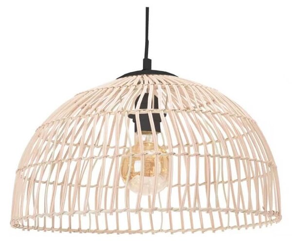 Φωτιστικό οροφής ρεύματος Ξύλο Willow/Rattan με λαμπτήρα Ε27 και διαστάσεις 40x40x22cm - Καφέ