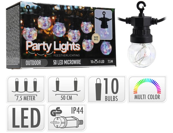 Διακοσμητικός Φωτισμός 10 LED , 7.5 Μέτρα - Πολύχρωμο