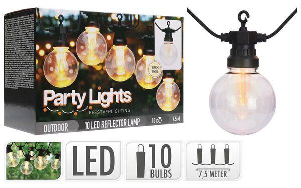 Διακοσμητικός Φωτισμός 10 LED , 7.5 Μέτρα - Θερμό Λευκό