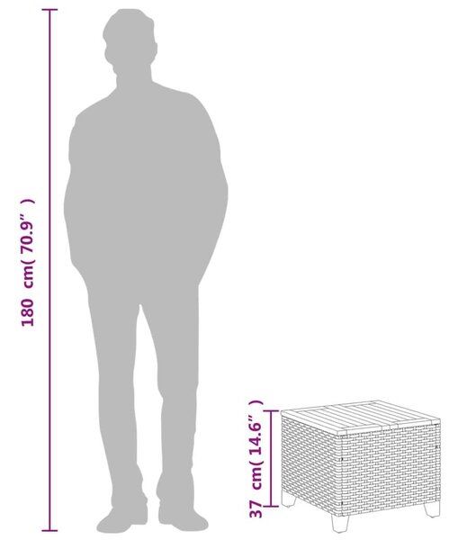Τραπέζι Κήπου Μπεζ 45x45x37 εκ. Συνθετικό Ρατάν/Ξύλο Ακακίας - Μπεζ