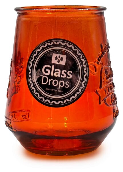 Ποτήρι Glass Drops Αuthentic Est. 1896 (2396DB08) Από ανακυκλωμένο γυαλί, Χωρητικότητας 400ml, Διαστάσεων Ø 9 x Υ 11 cm, Orange